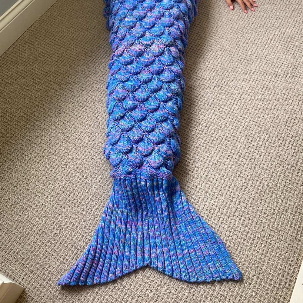 Kids hand crocheted mermaid tail blanket